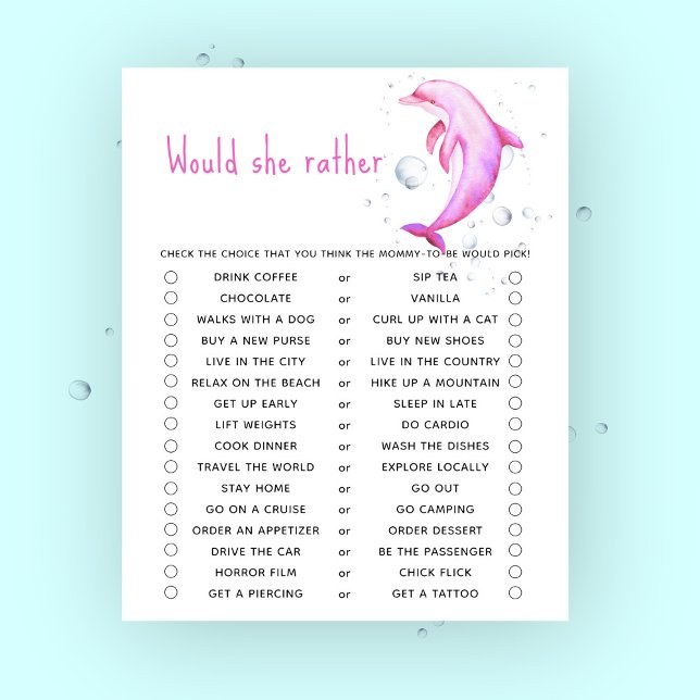 Papier Dolphin baby shower Voudrait-elle plutôt jouer (Créateur téléchargé)