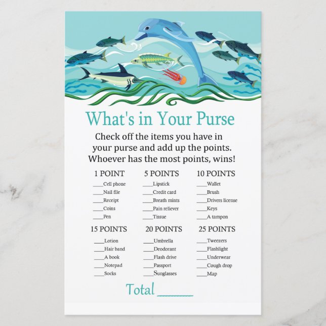 Papier Dolphin Ce qui est dans votre baby shower de jeu d (Devant)