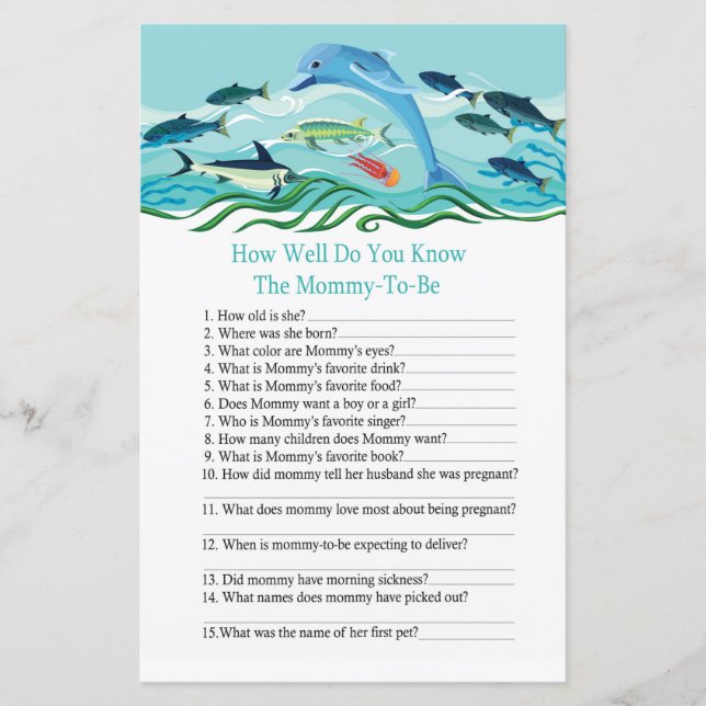Papier Dolphin Comme vous connaissez bien le jeu de baby  (Devant)