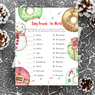 Papier Donuts de Noël - Jeu de nom de bébé autour du mond