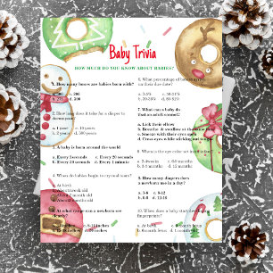 Papier Donuts de Noël - Trivia de bébé   Jeu Baby shower