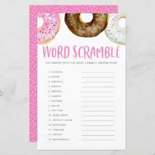 Papier Donuts roses et chocolatés Bébé Word Scramble Jeu