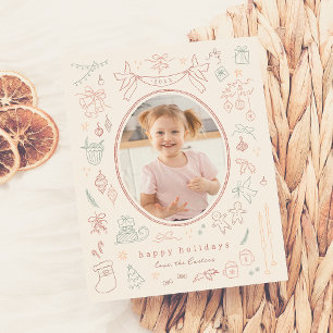 Papier Doodle Whimsical moderne Budget photo de Noël