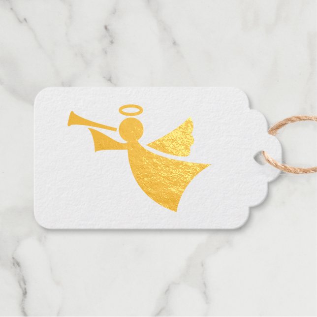 Papier d'or étiquettes cadeaux de Noël avec symbol (Recto (horizontal))