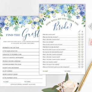 Papier DOUBLE CÔTÉ Blue Hydrangea Fête des mariées Jeu