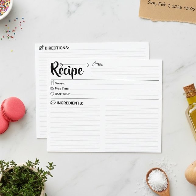 Papier Double Sided Blank Recipe Card (Cooking Cards) (elegant Lined Blank Recipe Pages)