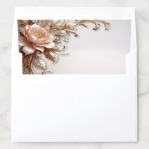 Papier doublure d'enveloppe Fleurs roses et blanch