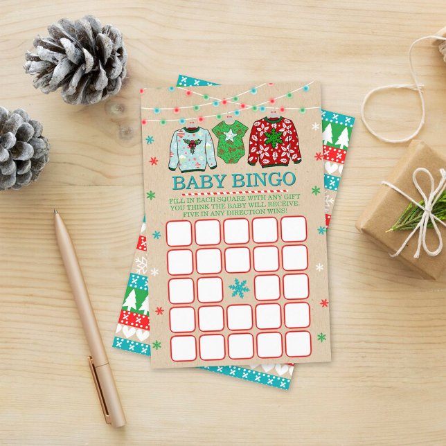 Papier Doux moche Baby shower de Noël Bingo Jeu (Créateur téléchargé)