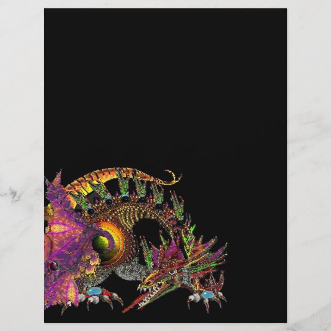 PAPIER DRAGO / DRAGON D'OR FANTASY EN POURPRE ET NOIR (Devant)
