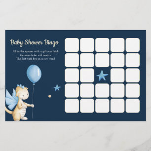 Papier Dragon avec Baby shower bleu Balloon Bingo Card