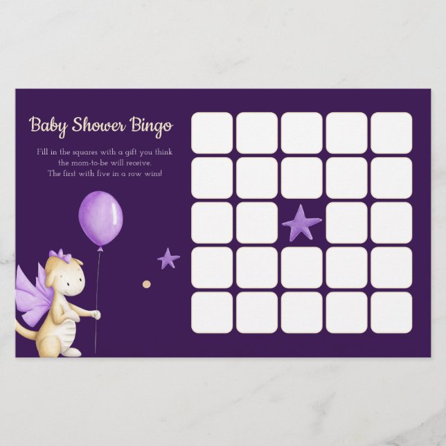 Papier Dragon violet et Baby shower de ballon Jeu de Bing (Devant)