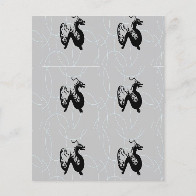 Papier Dragons noirs sur gris (Devant)