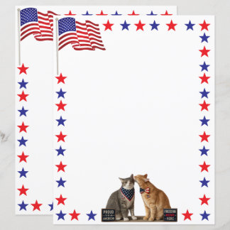 Papier Drapeau américain rouge, blanc et bleu et chats pa