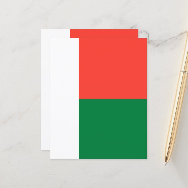 Papier Drapeau de Madagascar (Devant/Arrière en situation)