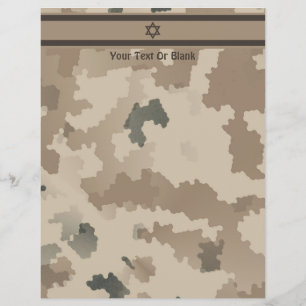 Papier Drapeau Israélien Sur Camo Du Désert