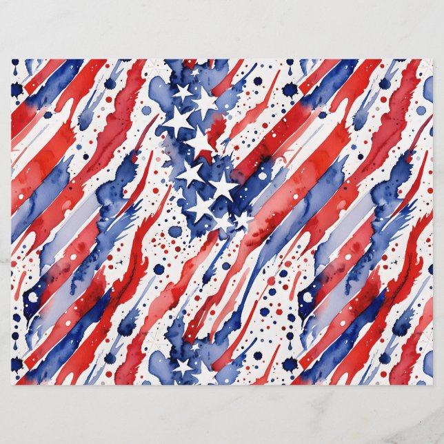 Papier Drapeau patriotique américain Abstrait Paint Splas (Devant)