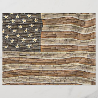 Papier Drapeau vintage Patriotique USA sur mur de pierre
