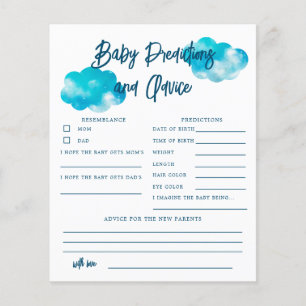 Papier Dreamy Cloud Boy Baby Predictions & Conseils Card