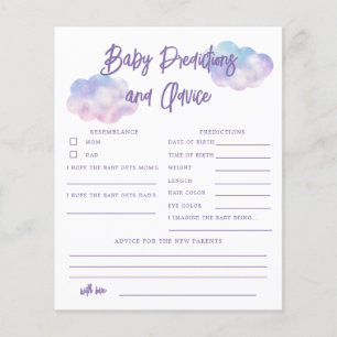 Papier Dreamy Cloud Girl Baby Predictions & Conseils Card