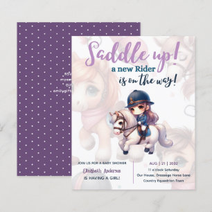 Papier Dressage Rider Baby Girl Douche Cheval Rider sur l