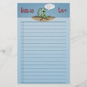 Papier Drôle Cartoon Stationery : Squid-do list case à co