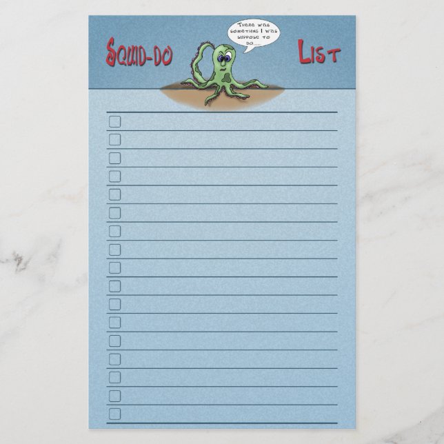 Papier Drôle Cartoon Stationery : Squid-do list case à co (Devant)