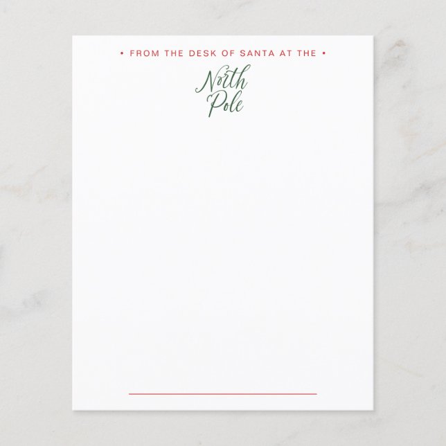 Papier Du bureau de lettre de Père Noël (Devant)