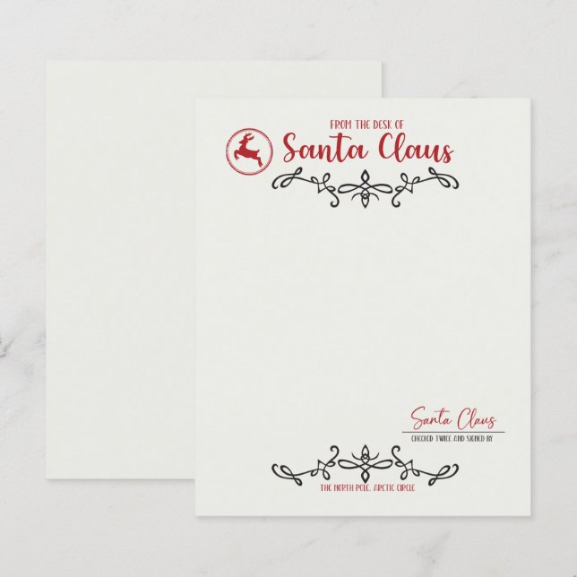Papier Du bureau du Père Noël (Devant / Derrière)