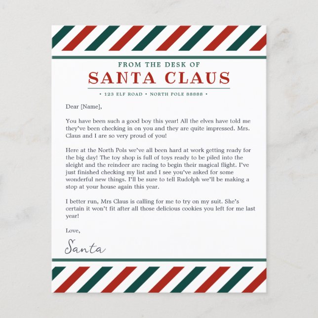 Papier Du bureau du Père Noël Lettre de Noël (Devant)