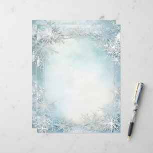 Papier du livre de journal Blue White Snowflake