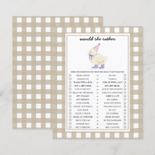 Papier Duck Voudrait-Elle Plutôt Baby shower Jeu