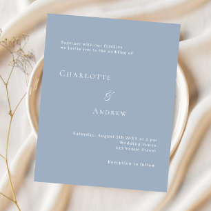 Papier Dusty bleu formel moderne simple faire-part de mar