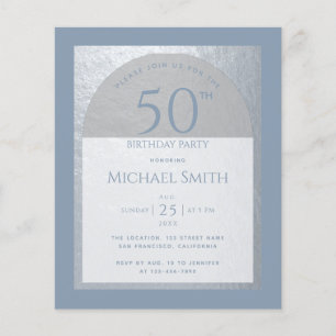 Papier Dusty Blue 50e anniversaire Silver Budget Invitati