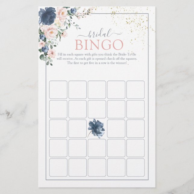 Papier Dusty Blue Blush Gold Bride Jeu (Devant)