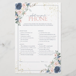 Papier Dusty Blue Blush Rose or Floral Douche Jeu