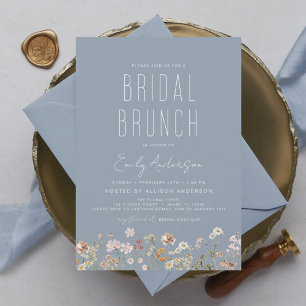 Papier Dusty Blue Boho Fleur sauvage Bridal Brunch Douche