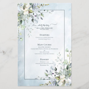 Papier Dusty Blue Botanical Greenery Mariage d'aquarelle