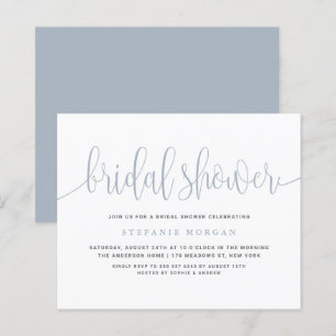 Papier Dusty Blue Calligraphy Invitation de douche nuptia