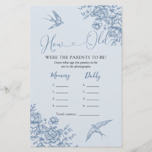 Papier Dusty Blue Chinoiserie Baby shower Comment vieux p