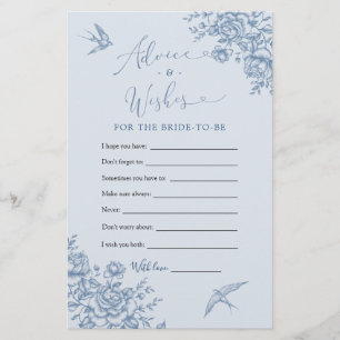 Papier Dusty Blue Chinoiserie Conseil et voeux de mariage
