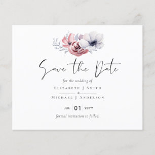 Papier Dusty Blue Coral Floral Mariage Enregistrer Date B