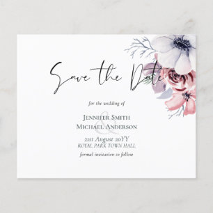 Papier Dusty Blue Coral Floral Mariage Enregistrer Date B