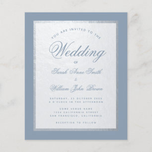 Papier Dusty Blue Faux Faire-part de mariage budgétaire a