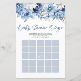 Papier Dusty Blue Floral Baby shower Jeu