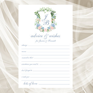 Papier Dusty Blue Floral Crest Mariage Conseils et souhai