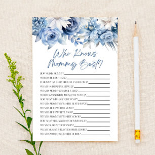 Papier Dusty Blue Floral Qui Connaît Mommy Baby shower Je