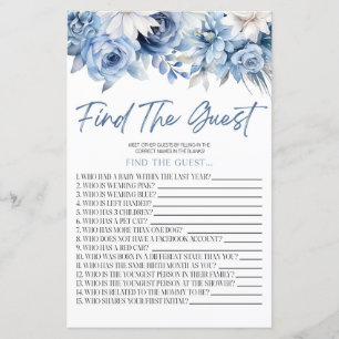 Papier Dusty Blue Floral Trouvez Le Jeu Du Baby shower In