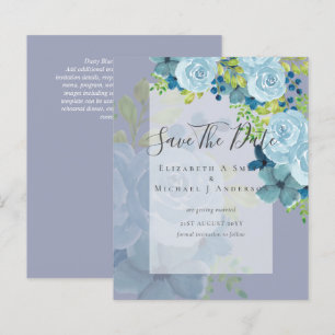 PAPIER DUSTY BLUE FLOWERS SAVE DATES - BUDGET