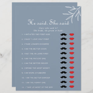 Papier Dusty Blue Il Dit Qu'Elle A Dit Fête des mariées G