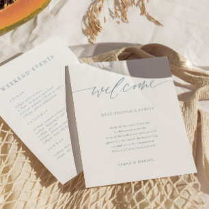 Papier Dusty Blue Mariage Welcome Timeline